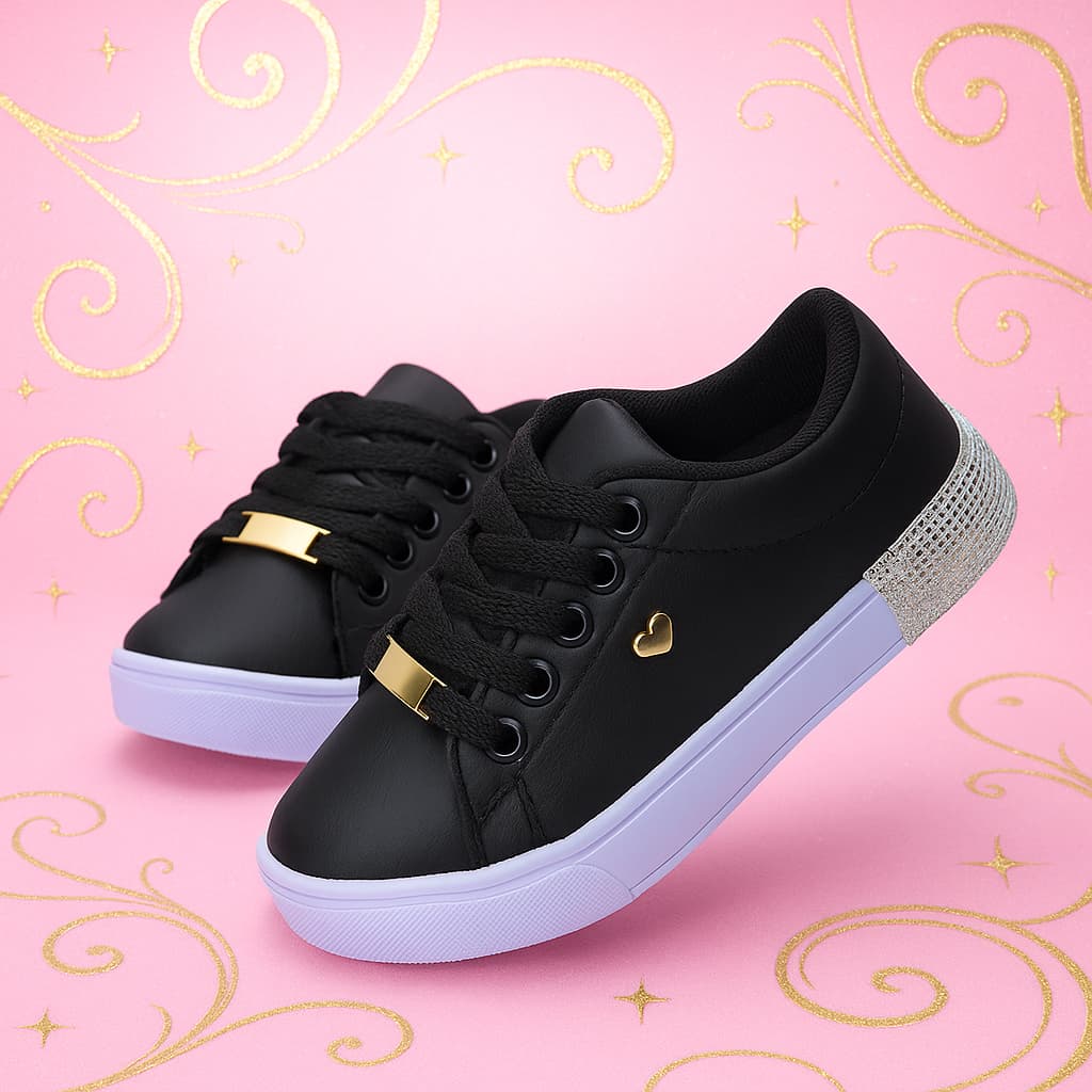 Tênis Preto Menina Casual | Conforto e Estilo Para Volta as Aulas Do 25 ao 36 | COMPRE AGORA!