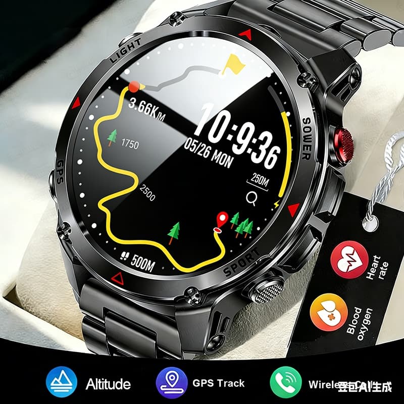 2026 Novo relógio inteligente GPS homens ao ar livre IP67 relógios desportivos impermeáveis para Bluetooth Smartwatch