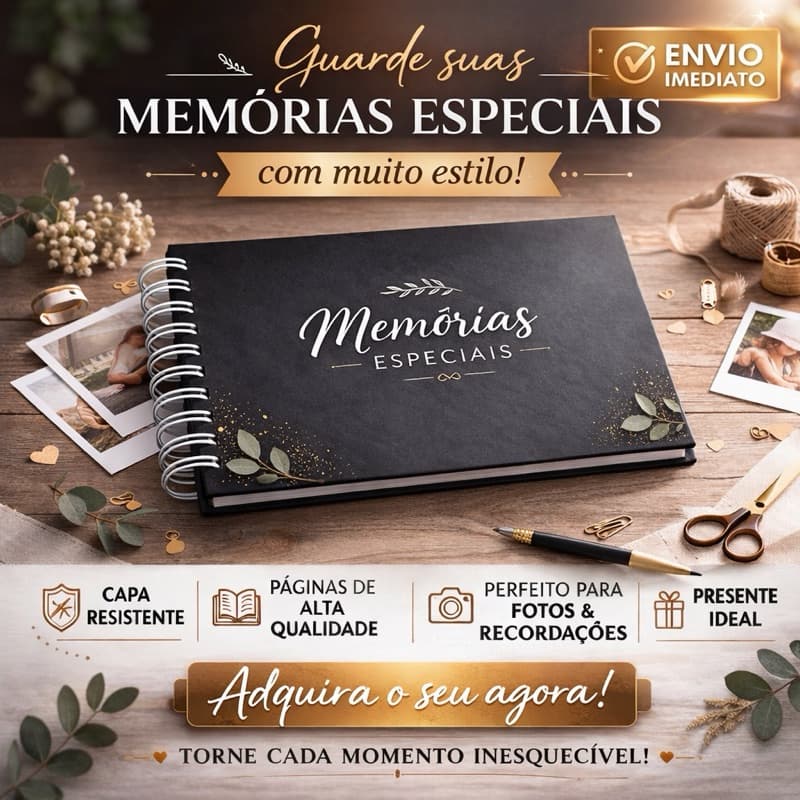 Álbum de Fotos Scrapbook - Caderno Capa Dura-Miolo Preto 30 Folhas 180g- Ótimo para Presente