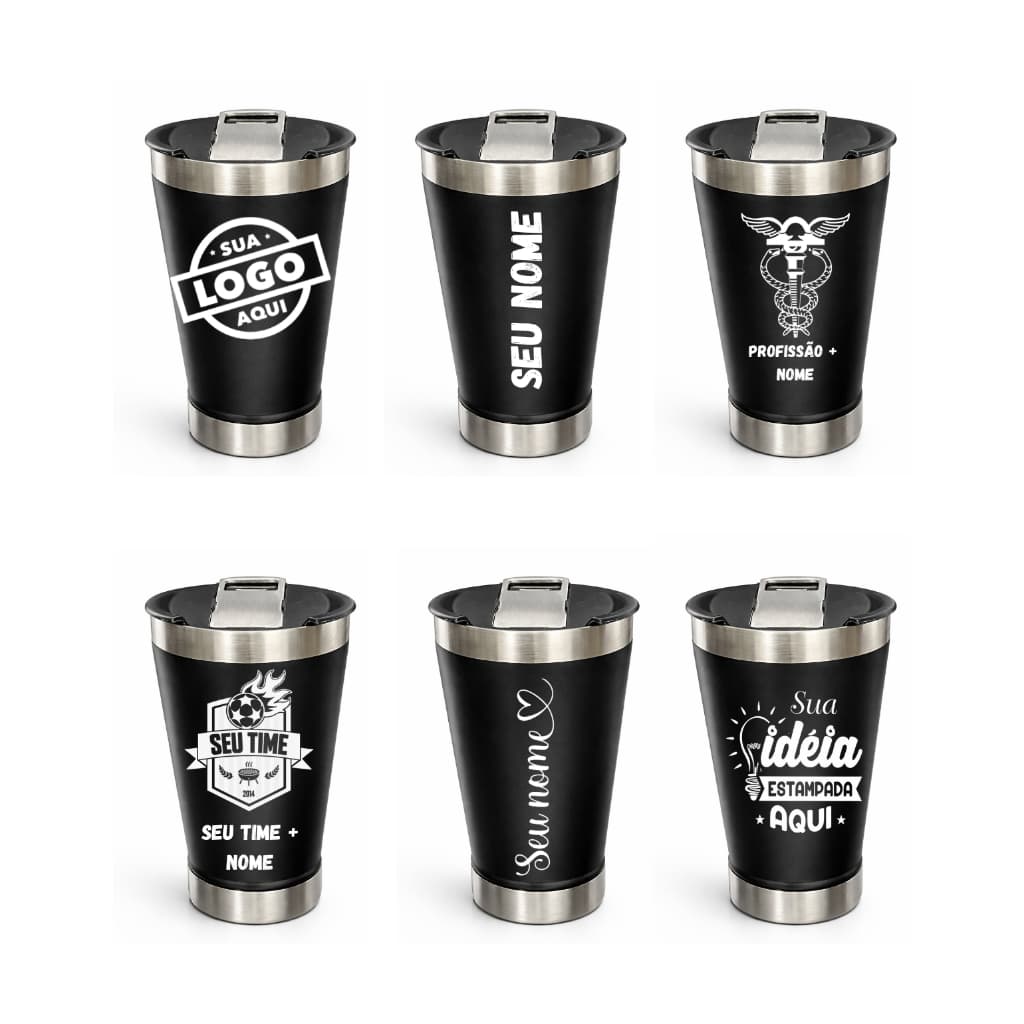 Copo Térmico Personalizado com Seu Nome Time Desenho - 473ML com Tampa e Abridor - CORES