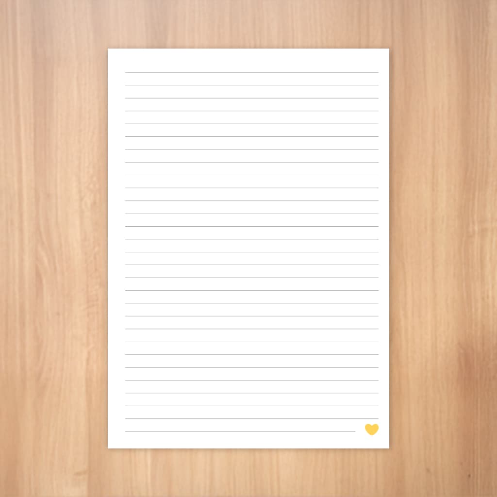 Refil de folhas para caderno A5, sem furação | Miolo para caderno | 50 folhas | Coração