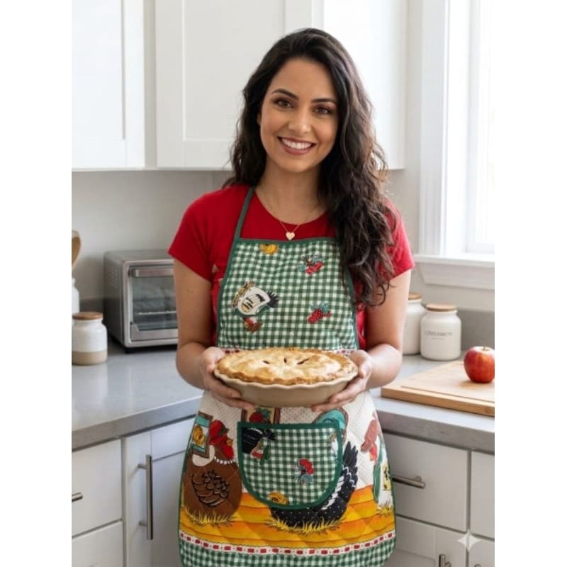 Avental de Cozinha e Lavar Roupa Feminino Estampado com Bolso Tecido Oxford Forro de Pvc Não Molha