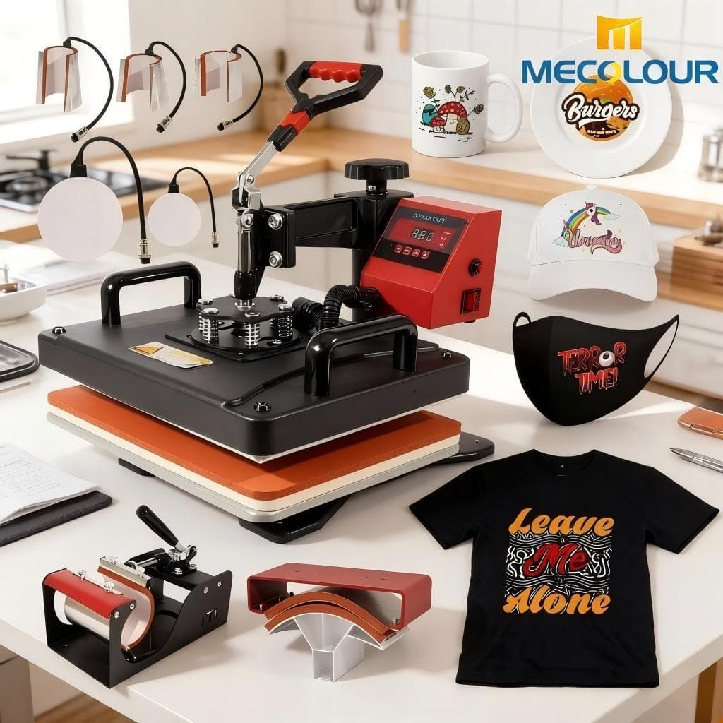 Máquina de Impressão por Sublimação 8 em 1 Máquina Multifuncional de Prensa Térmica Plana Pode Personalizada Mecolour