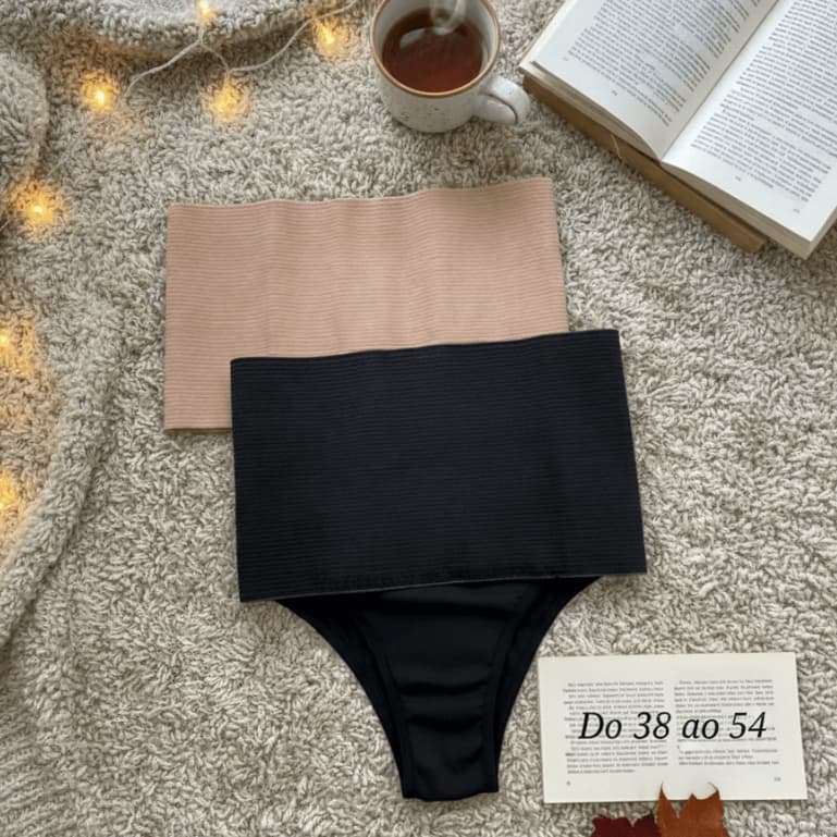 Kit 2 Cinta Modeladora Galena Calcinha Modeladora Plus Size Pós Parto Maternidade