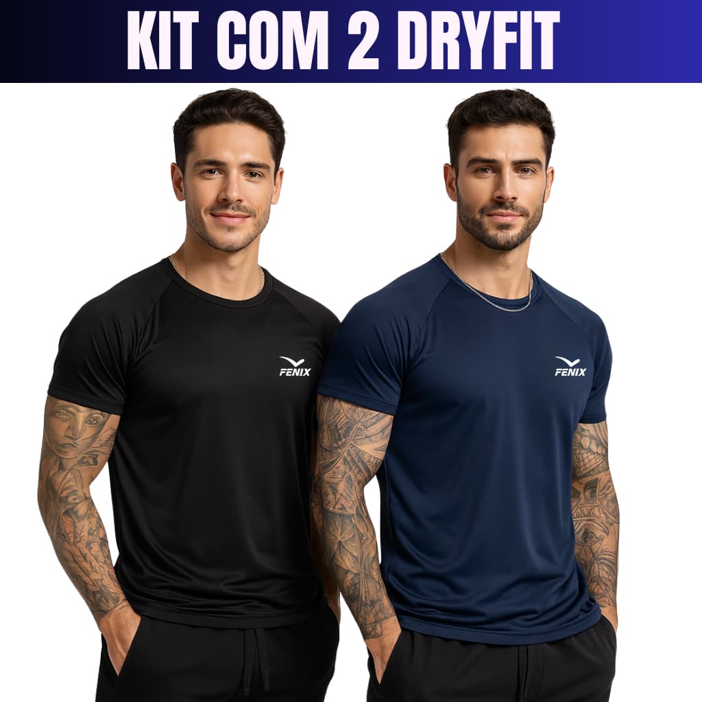 Kit 2 Camisetas Dry Fit Masculina - Casual - Treino - Academia - Esportes - Exercícios - Corrida