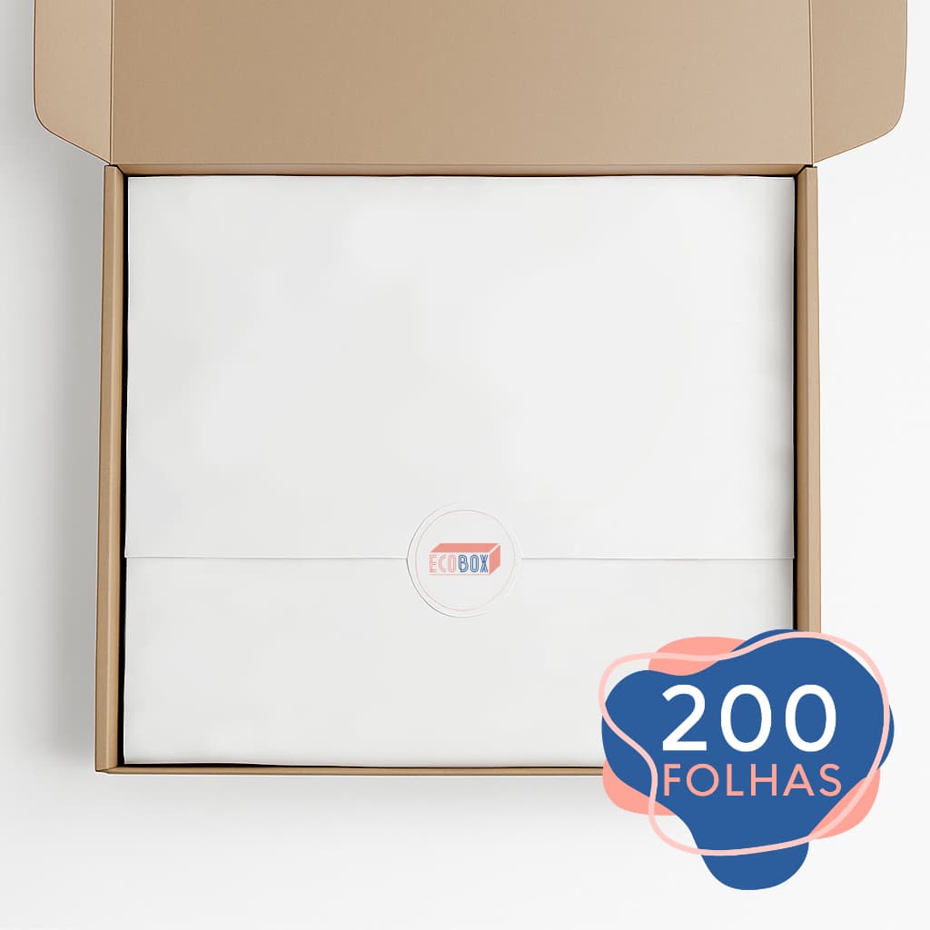 200 Folhas Papel de Seda Branco Premium 35x50cm Para Embalagens Presentes e Lojas