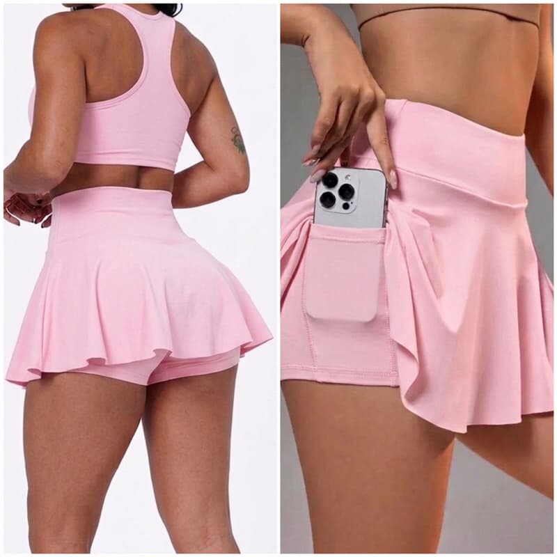 Short Saia com bolso suplex academia fit moda femenina e infantil patricinha ginástica dança