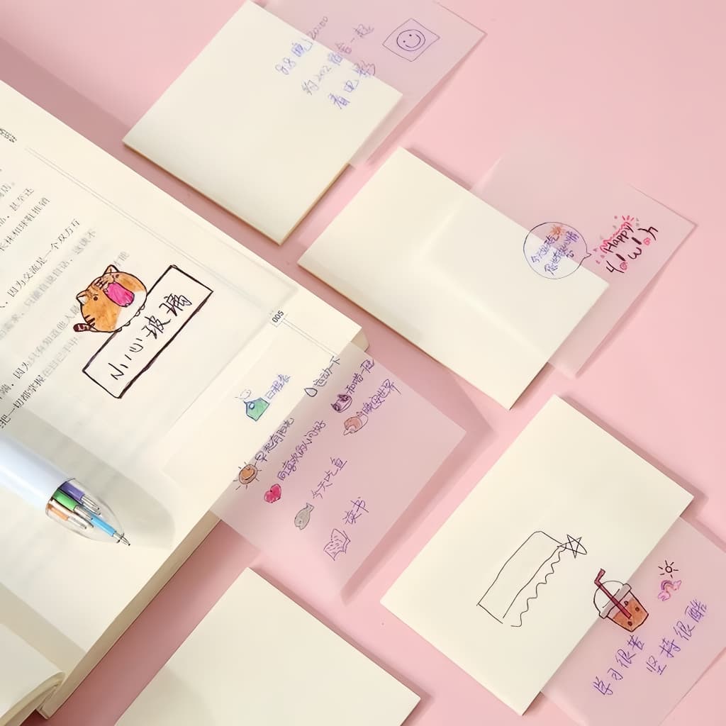 Bloco Post It 50 Unidades Notas Adesivas Transparentes | Escola | Escritório | Bloquinho Anotações