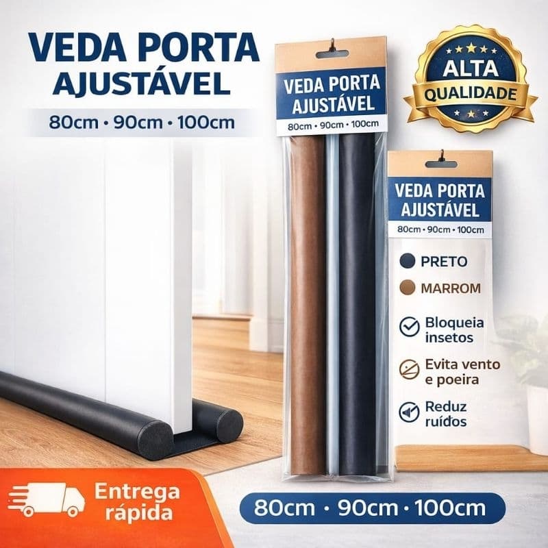 Kit Veda Porta Impermeável Ajustável 80/90/100cm | Proteção Dupla | 1, 2 ou 4 Unidades