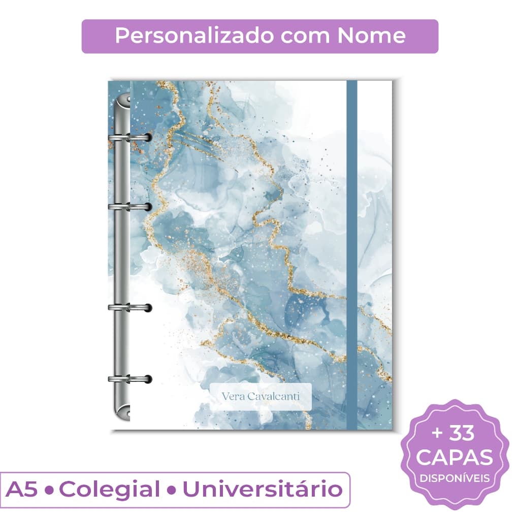 Fichário Escolar Personalizado com Nome na Capa | Fichário A5, Colegial e Universitário | Presente