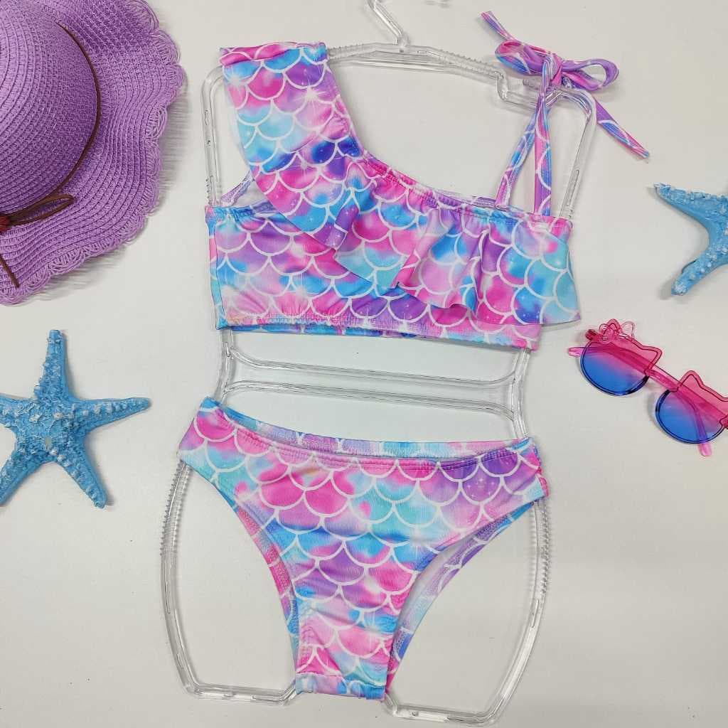 Biquini Infantil Com Babado Moda Praia PiscinaTamanhos 2 4 6 8 10