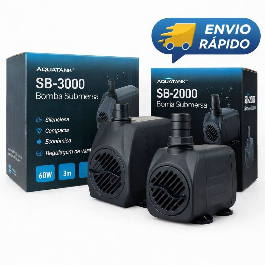 Moto Bomba Submersa 3000l/h Aquatank SB-3000 Litros Por Hora Aquario Fonte Lago Eleva Agua Até 3m