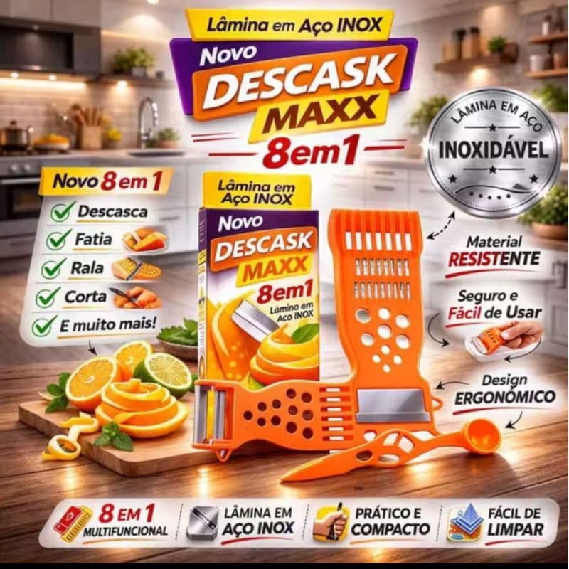 Kit 2 Descascador Picador de Legumes e Verduras 8 funcionalidades Prático Rápido