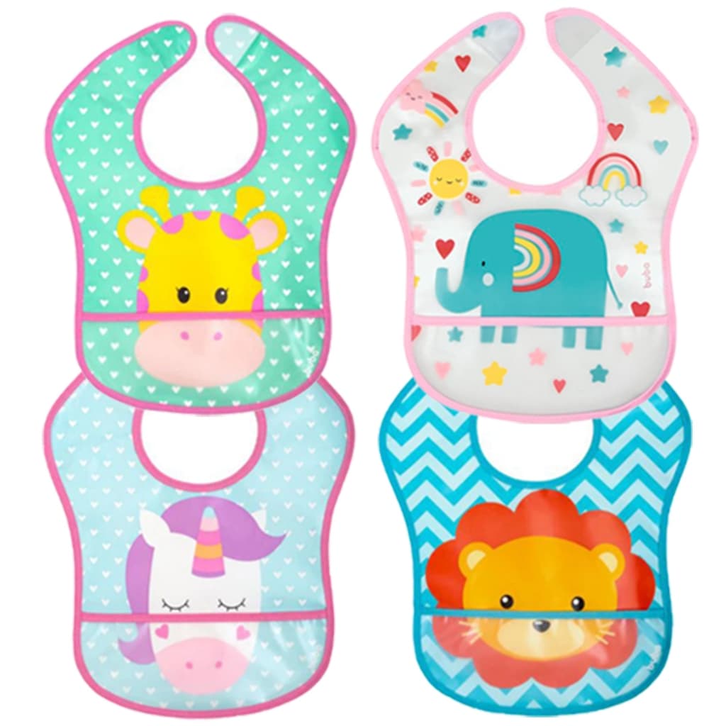 Babador Com Bolso Impermeável Ajustável Animal Fun Buba