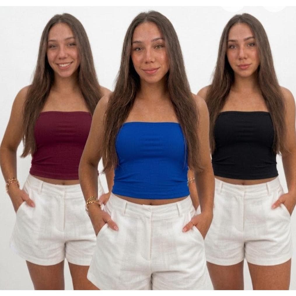 kit 3 Top Tube Básico Feminino Tomara que Caia Tubinho suplex