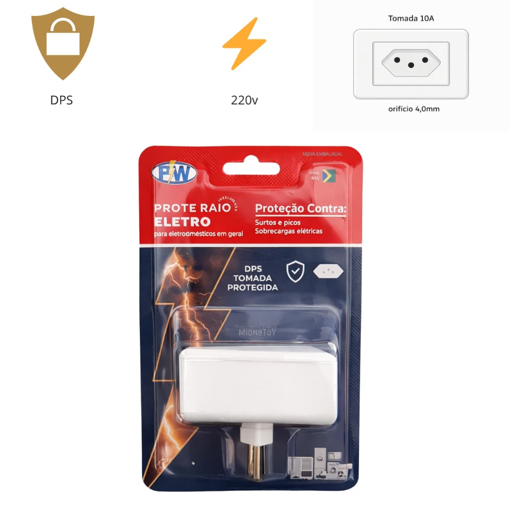 Protetor Contra Raios Surtos E Picos Para Eletrodomesticos 220v - Tv, Rádio, Notebook, Computador