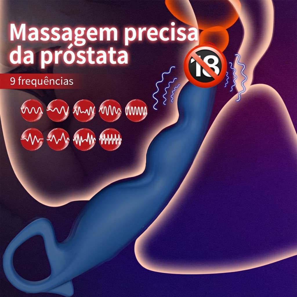Massageador Anal Recarregável | 9 Modos de Vibração | Silicone Macio |  Envio Discreto
