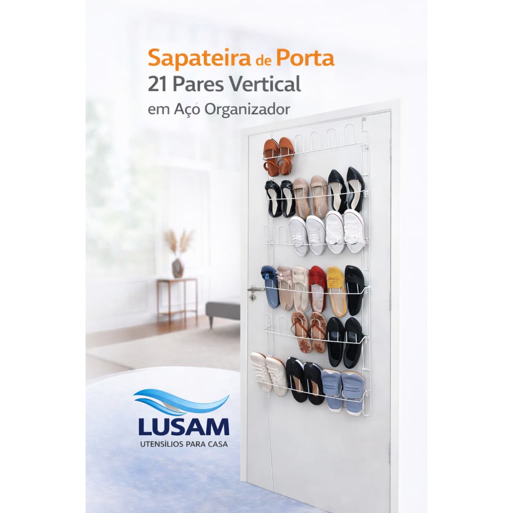 Sapateira de Porta 21 Pares Vertical Aço Organizador