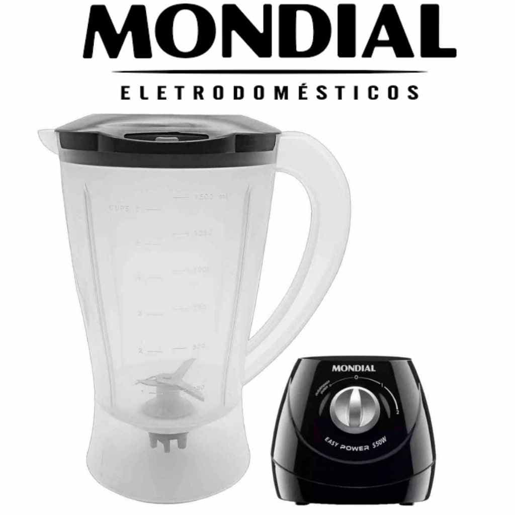 COPO JARRA DE LIQUIDIFICADOR MONDIAL EASY POWER PRETO 550W TRANSLUCIDO