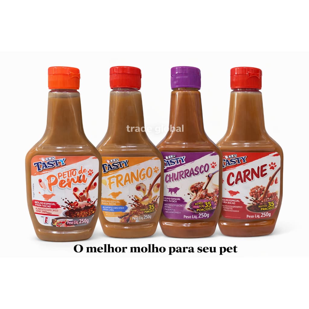 KIT C/ 4 MOLHOS ESPECIAIS PARA RAÇÃO DA TASTY DOOGS PARA PET 250G