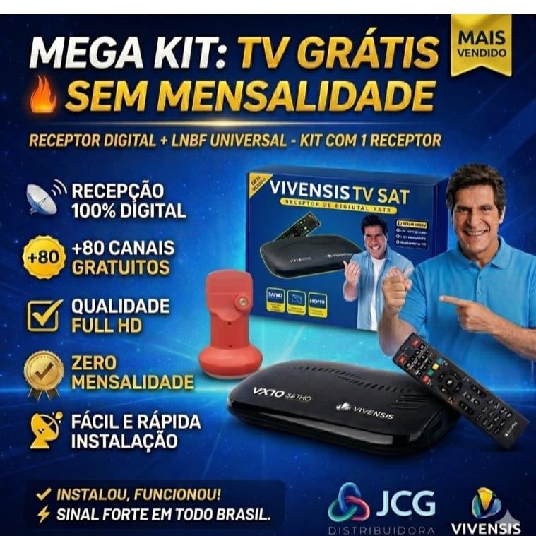 Kit Receptor De Tv Vivensis VX10 TV Sat Nova Parabólica + Lnbf Simples Vivensis Original