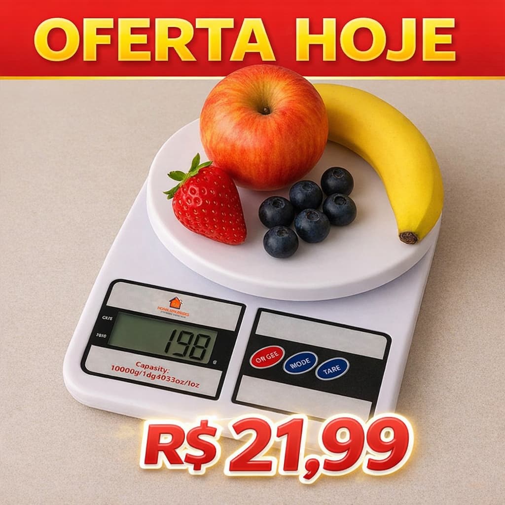 Balança Digital de Cozinha 10kg Alta Precisão 1g Ideal para Dieta e Fitness
