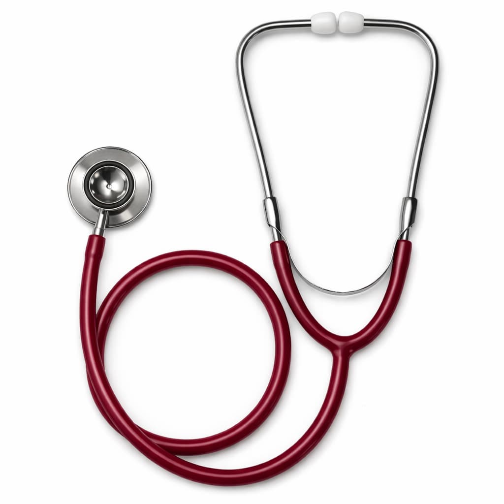 Estetoscópio Duplo Adulto e Pediatrico cor Bordo Enfermagem  Estudantes Saude com protetor anti-frio