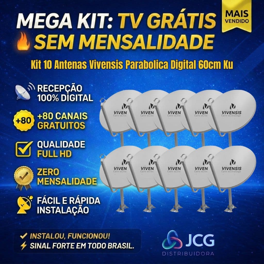 Kit 10 Antenas Vivensis Parabolica Digital 60cm Ku