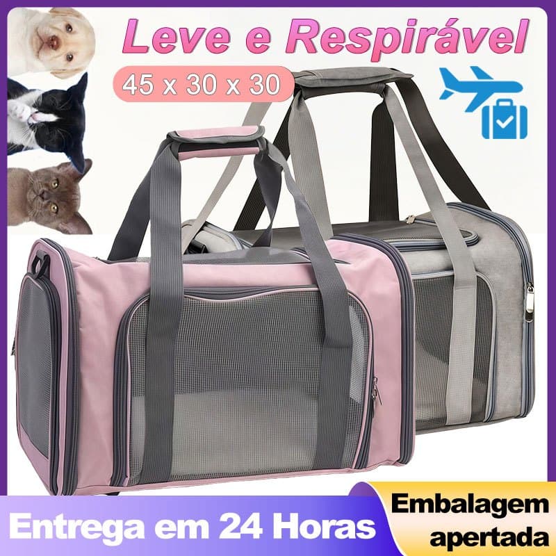 Bolsa Transporte Pet Expansível Cães Gatos Mochila Viagem Avião Cabine Resistente Leve