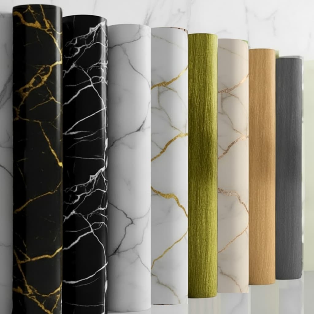 Painel Placa Adesiva Efeito Mármore Madeira Ripado Revestimento Parede Sala Cozinha