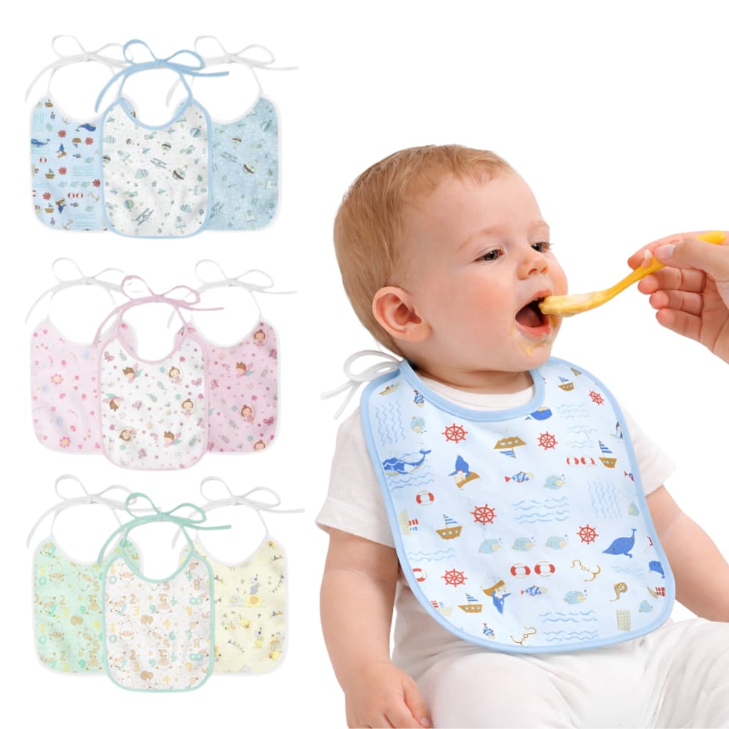 Kit Enxoval Unissex 3 Und Infantil Babador 25x19cm Ajustavel Algodao Lavavel E Praticidade