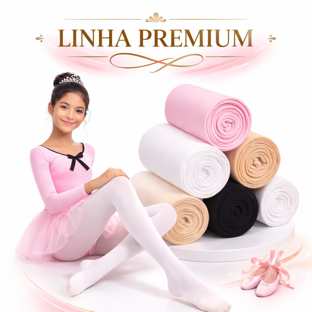 KIT 1/2/3 Meia Calça Ballet Jazz Infantil Fio 40 Feminina