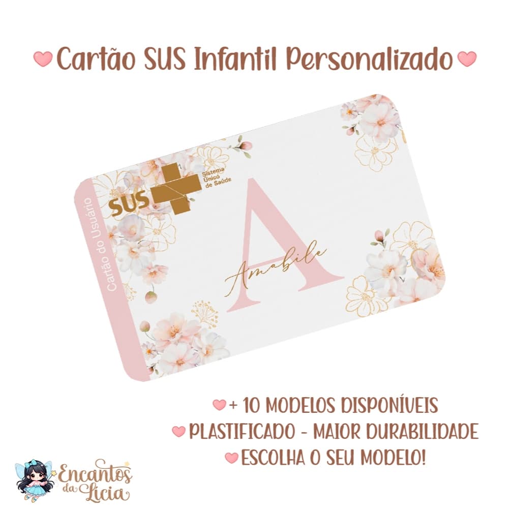 Cartão SUS Infantil Personalizado Menina – Maternidade Especial | Escolha o Modelo | VÁRIOS MODELOS