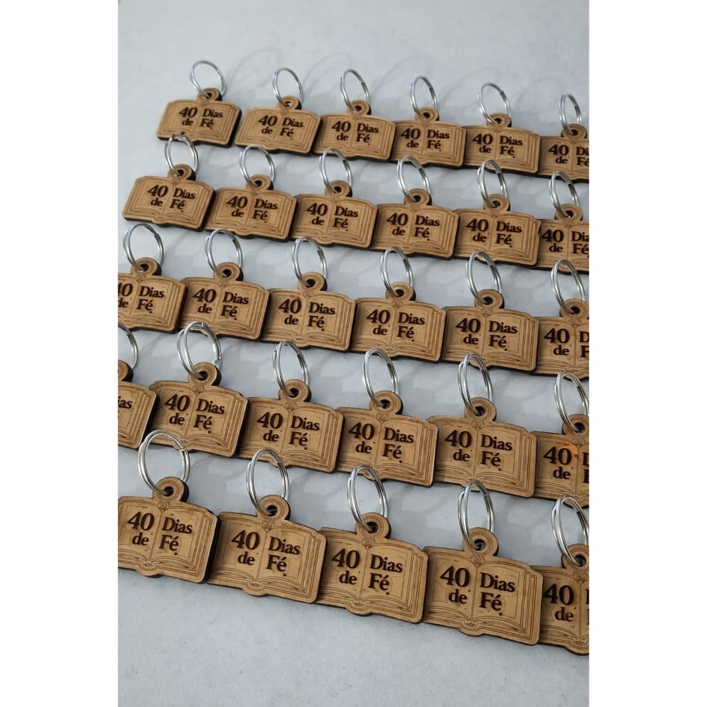 Kit 25 Chaveiros 40 Dias de Fé em MDF – Lembrancinha Religiosa para Igreja e Eventos