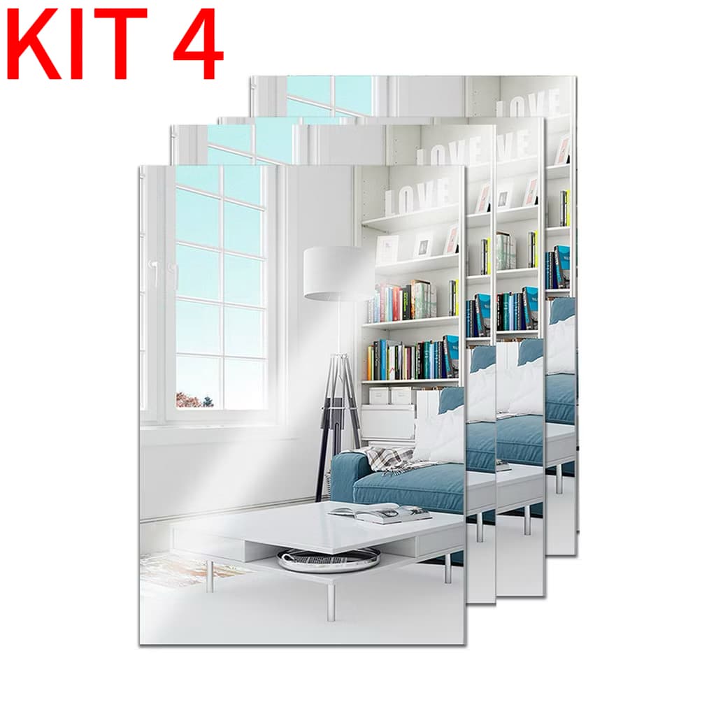 Espelhos Placa 30x20cm Adesivo Auto Colante Acrílico Boa Nitidez Retangular Decorativo Quarto Sala Banheiro