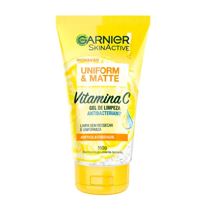 Gel de Limpeza Facial Antibacteriano Garnier Uniform&Matte Vitamina C 150g PROMOÇÃO