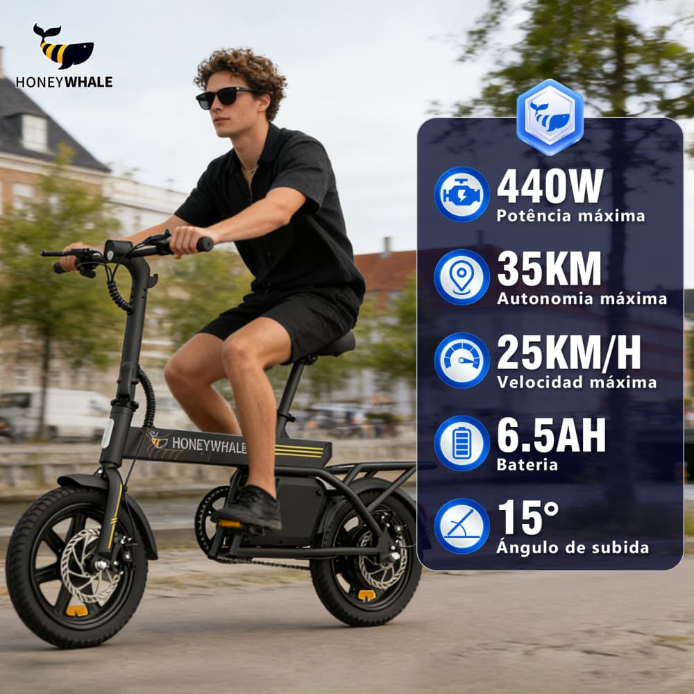 HONEYWHALE B20 Bicicleta Elétrica Adulto,440W Bicicleta Elétrica,25KM/H,35KM Autonomia Máxima