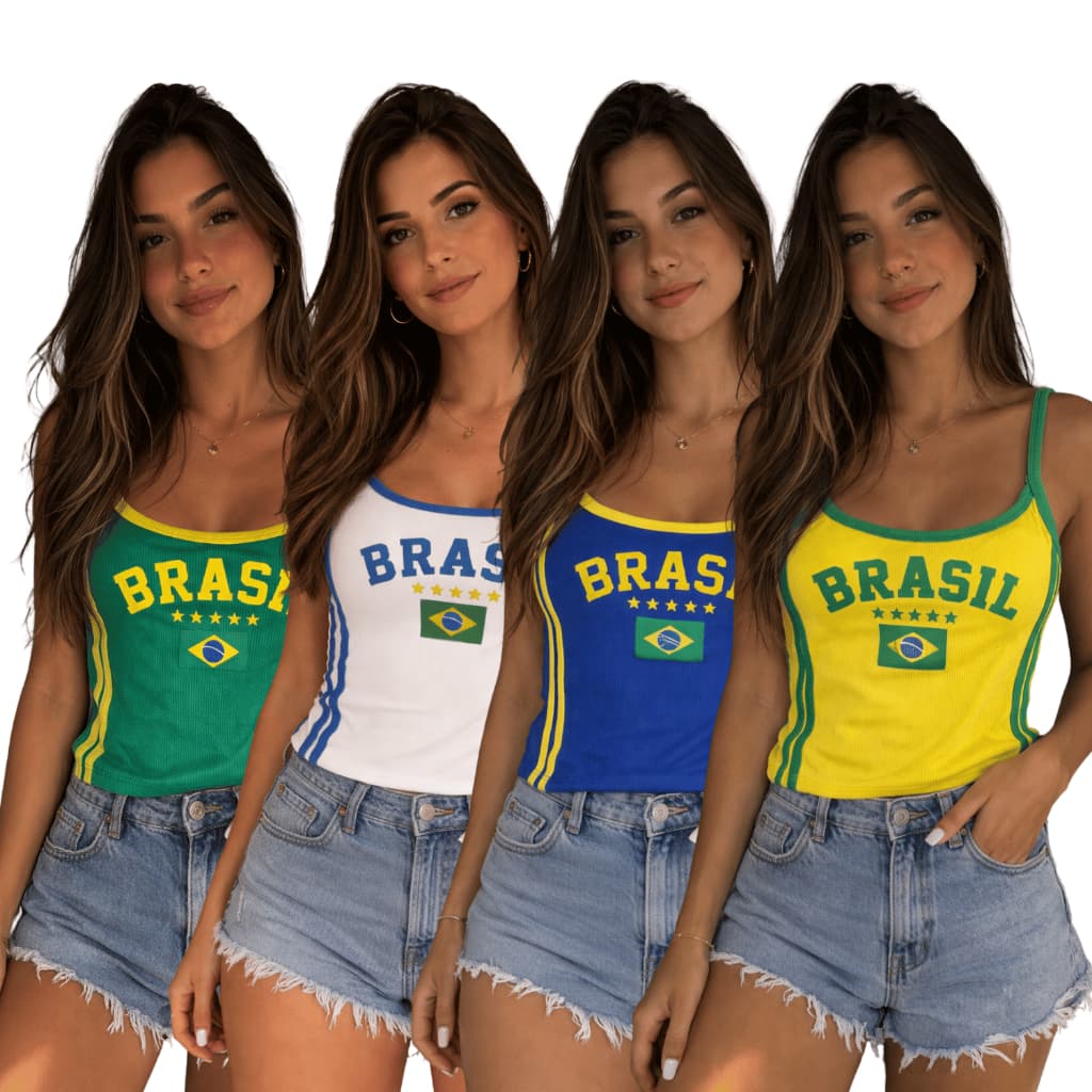 Regata Baby look Alcinha Brasil Y2K Moda Gringa Virginia Regatinha Copa