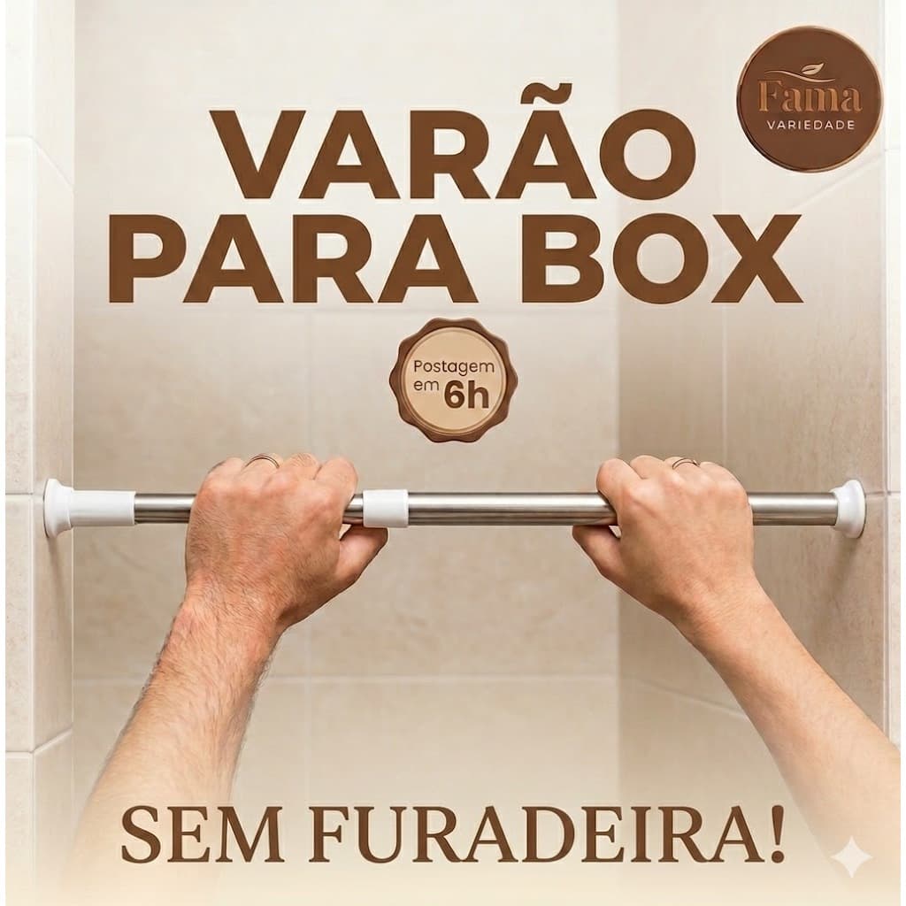 Varão Tubo Extensível Ajustável Sem Furos Cortina Box Banheiro Guarda-Roupa Multiuso