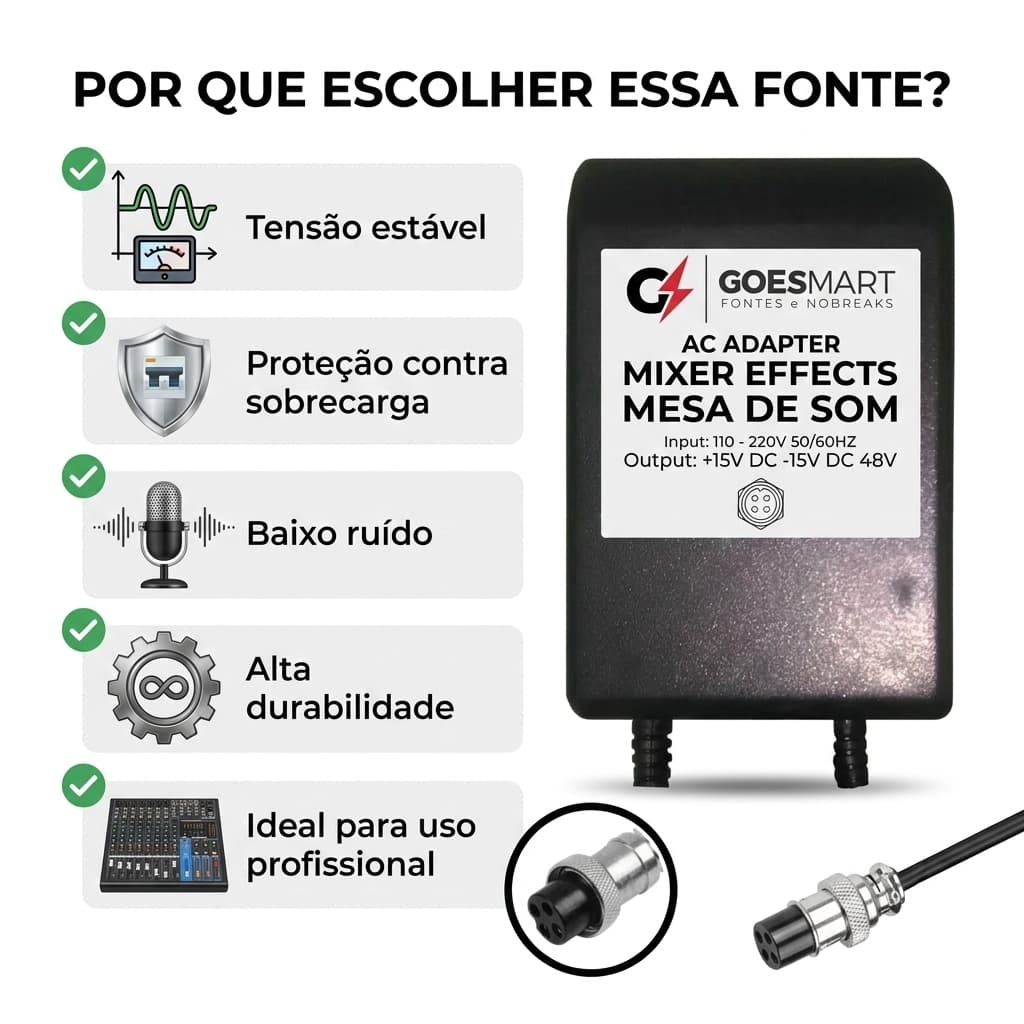 Fonte Para Mesa De Som Soundvoice Conector 4 Polos 15v