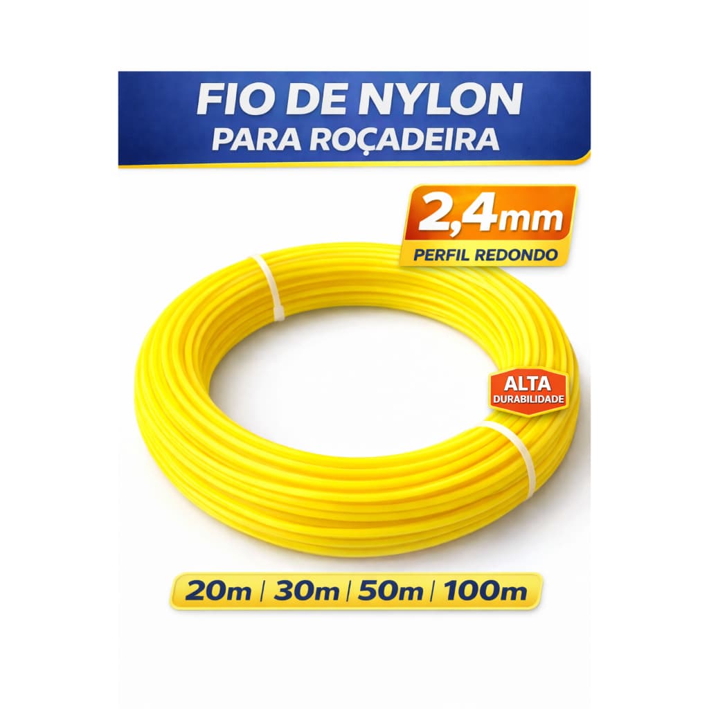 Fio de Nylon Redondo 2,4mm para Roçadeira – Alta Qualidade