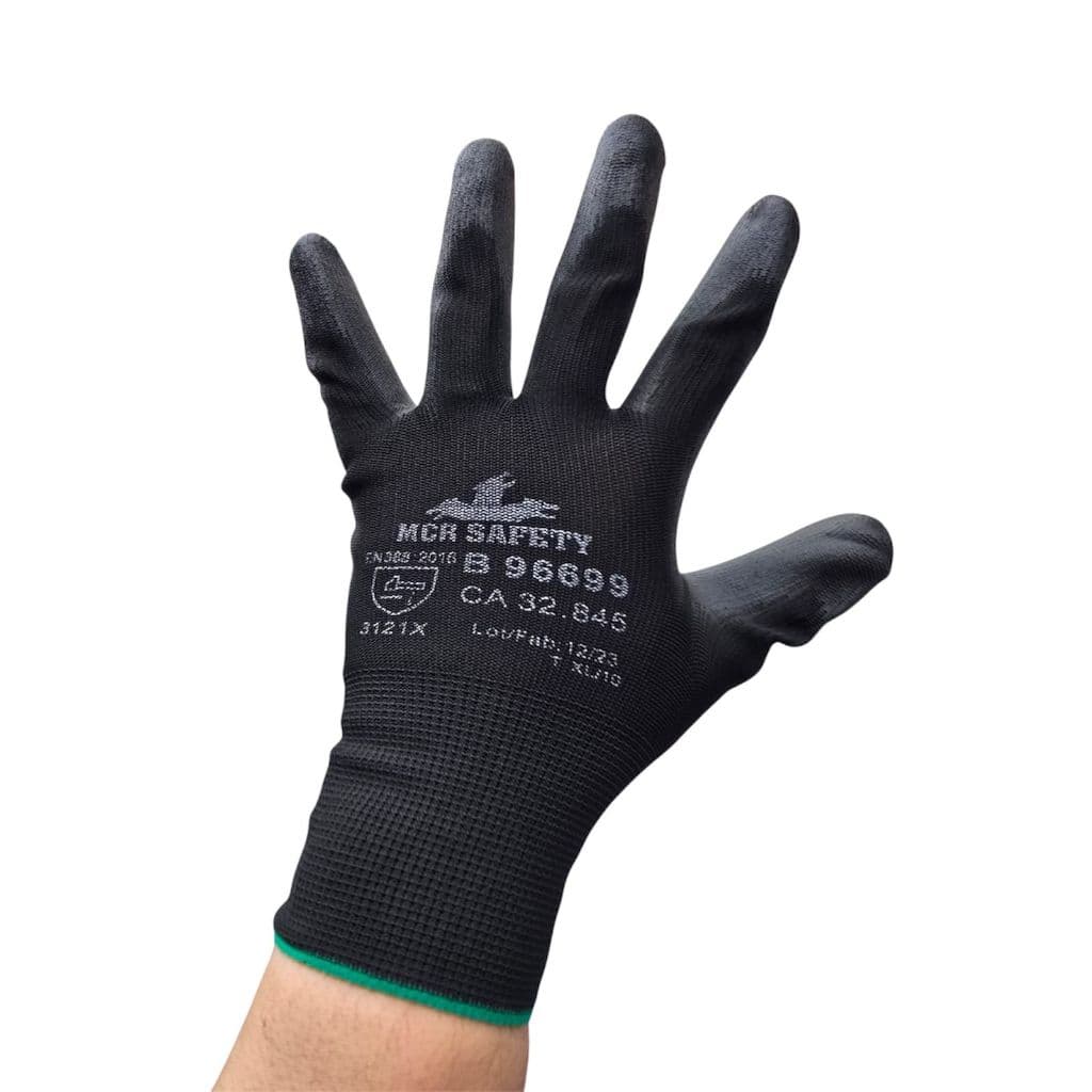 Kit 10 Pares Luva Multitato Tátil Banhada PU Black Uso Geral Mecânico Pedreiro Pintor EPI CA Proteção