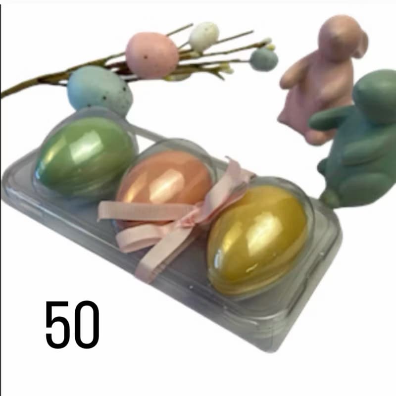 KIT 10~50 EMBALAGEM BANDEJA 03 OVO 50 GR PÁSCOA 2026 TRIO OVO PÁSCOA (CHOCO)