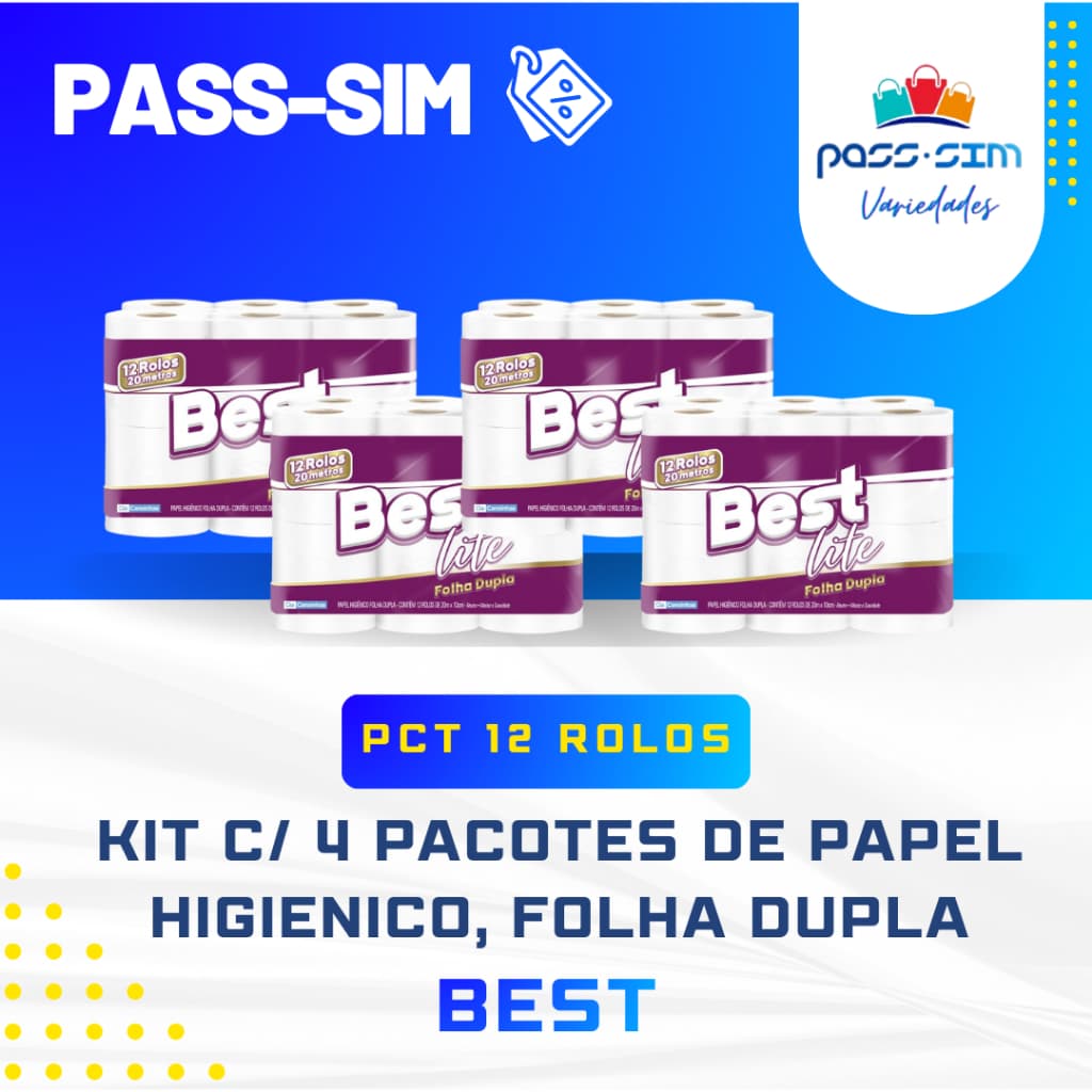 Papel Higiênico Premium Best Folha Dupla 12 Rolos 20M Alta Qualidade Macio Suave