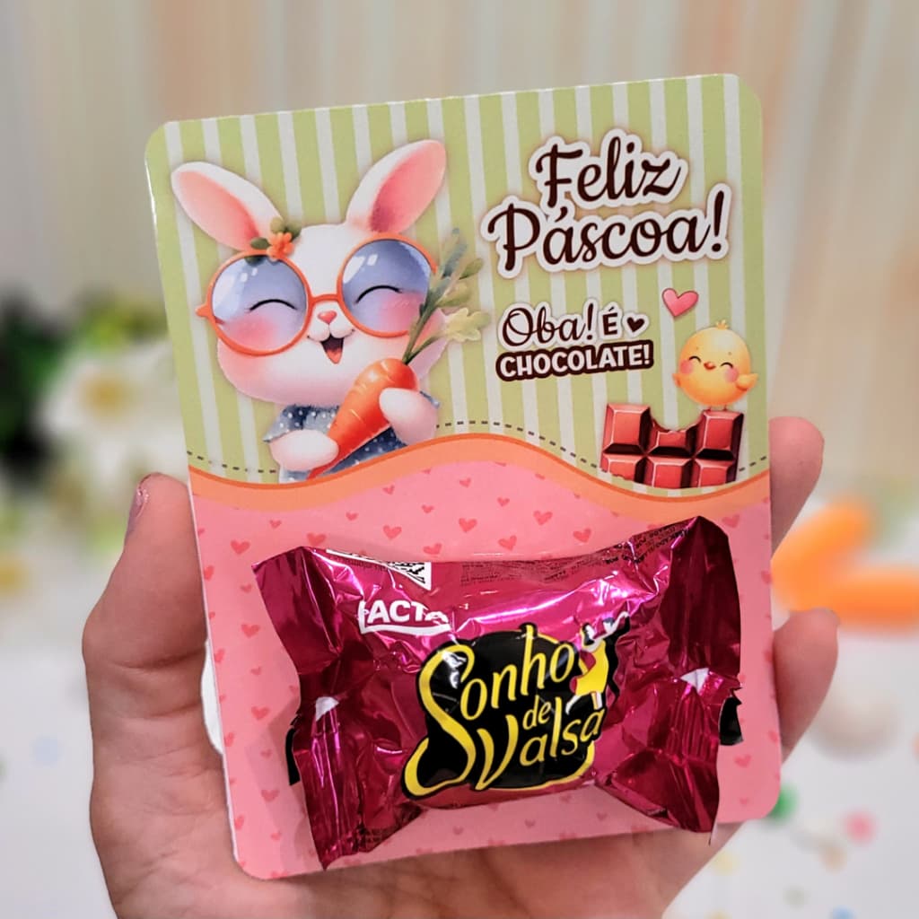 Card Para Bombom Cartão Páscoa Coelho Jesus Cristão Mimo Brinde Lembrancinha Clientes