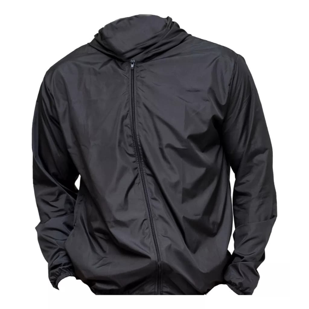 Corta Vento Jaqueta Masculina Com Capuz e Bolso e Ziper Cordão