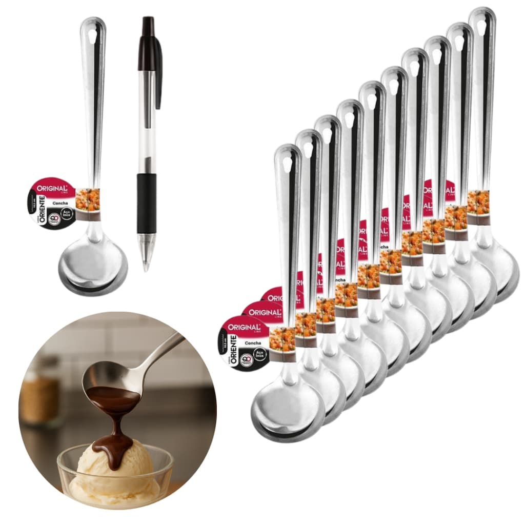 Kit 10 Mini Concha Pequena Pra Servir Molho Caldo Metal Inox