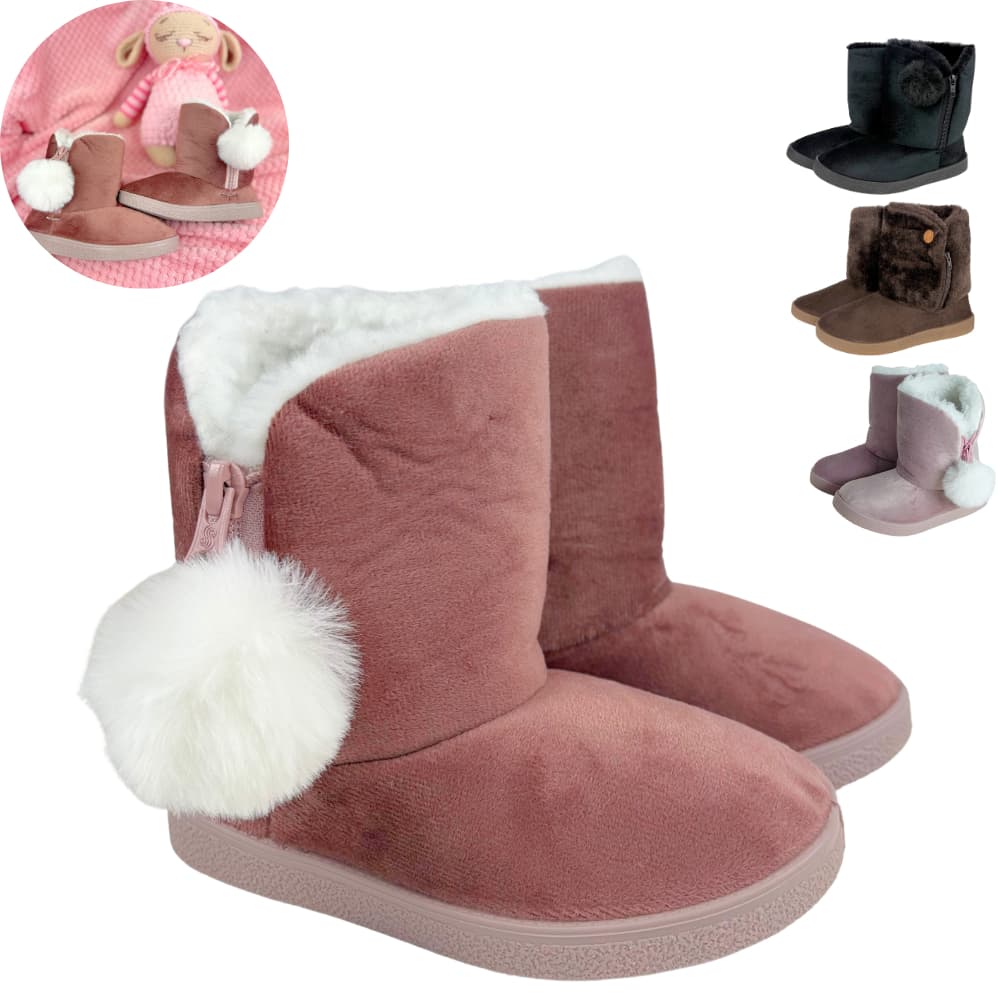 Pantufa Bota Infantil Peluciada Polar Confortável Antiderrapante Premium