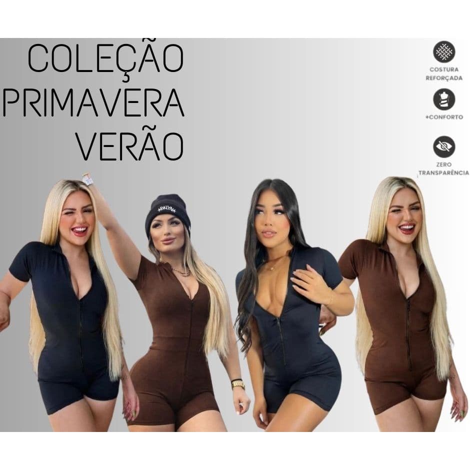 Macaquinho Virgínia Feminino Premium Moda Gringa para Piscina e Esportes com Zíper