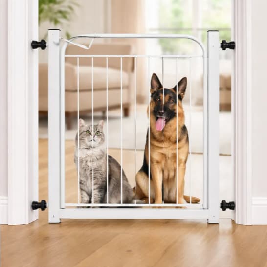 Grade Portão Proteção Pet Cachorro 90cm A 95cm Criança Cães Cor Preto e Branco